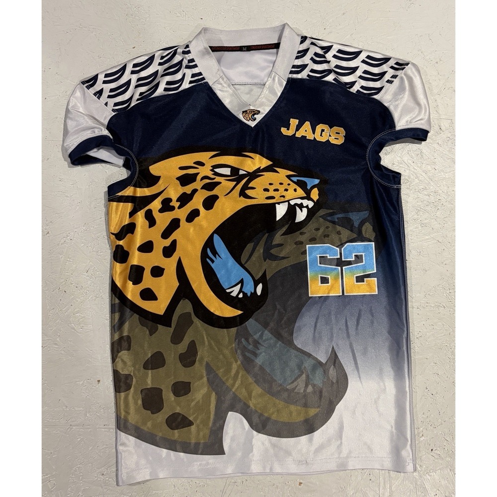 Jacksonville Jaguars Football Jersey AOP‎ Men's Medium NFL Blue White Athletic